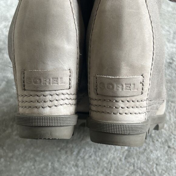Sorel PDX Wedge Ankle Bootie Womens 10 Leather Boots Gray Brown Joan Of Arctic - Picture 9 of 12
